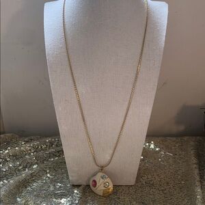 Vintage Gold Pendant Necklace with Multicolor Accents